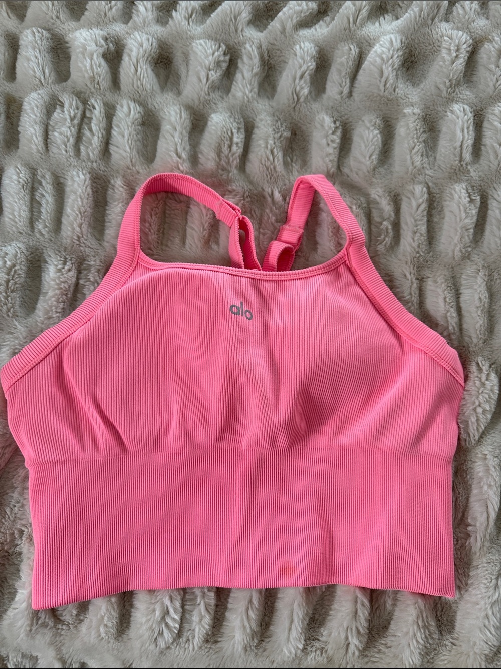🩷 ALO Yoga Neon ⚡️ Bubblegum Seamless Ribbed Fav Bra Tank
